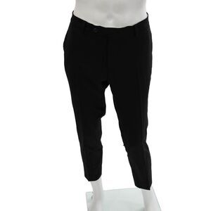 Tombolini Mens Cropped Ankle Dress Pants Black Virgin Wool Button Size 34